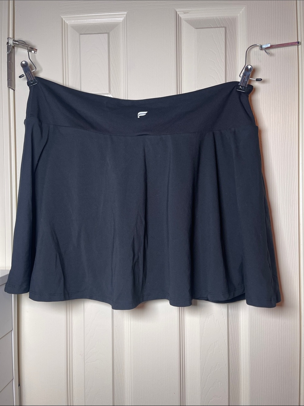 Fabletics Black Circle Skater Skirt with Subtle Logo Waistband